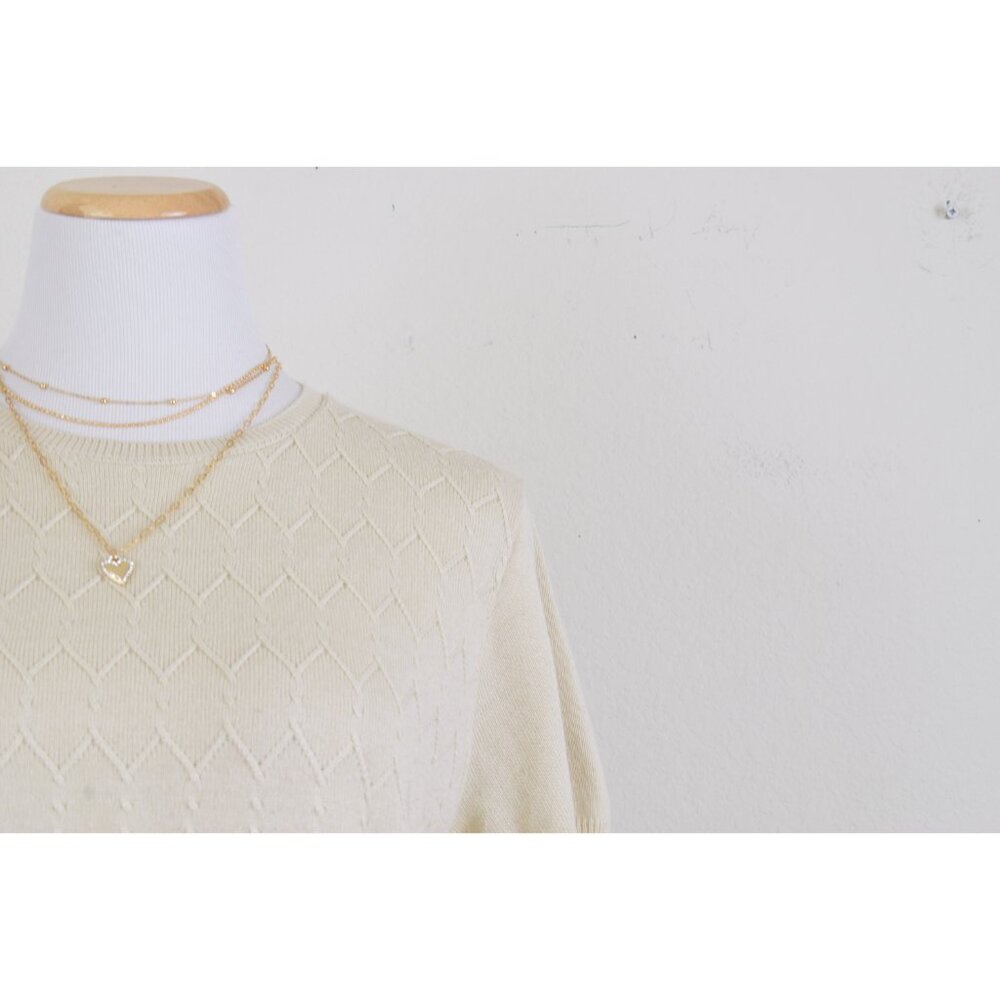 Vintage 80s Beige Knit Pullover Top | size PXL - Picture 6 of 10